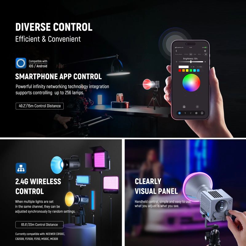 LUZ PARA ESTUDIO PORTATIL NEEWER HS60C RGB 60W - Image 3